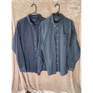 Lot of 2 Eddie Bauer Wrinkle Resistant Relaxed Fit Button Down Shirts Large Tall